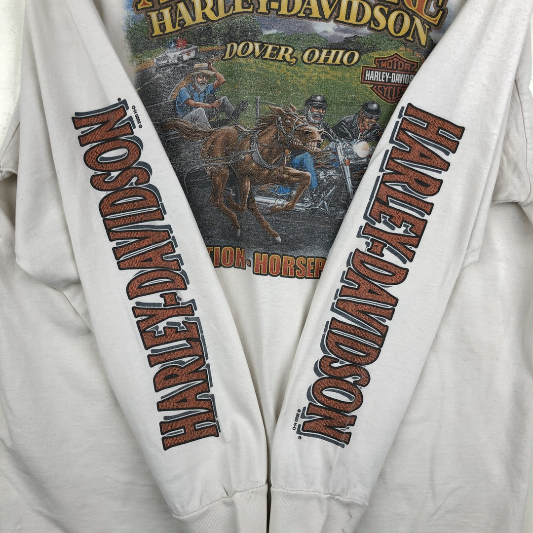 Harley-Davidson Eagle Pattern Motorcycle Long Sleeve T-Shirt, Men's Size XL cotton white type Vintage Second Hand