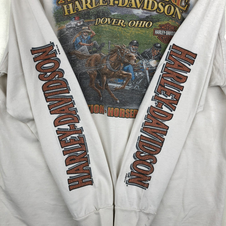 Harley-Davidson Eagle Pattern Motorcycle Long Sleeve T-Shirt, Men's Size XL cotton white type Vintage Second Hand