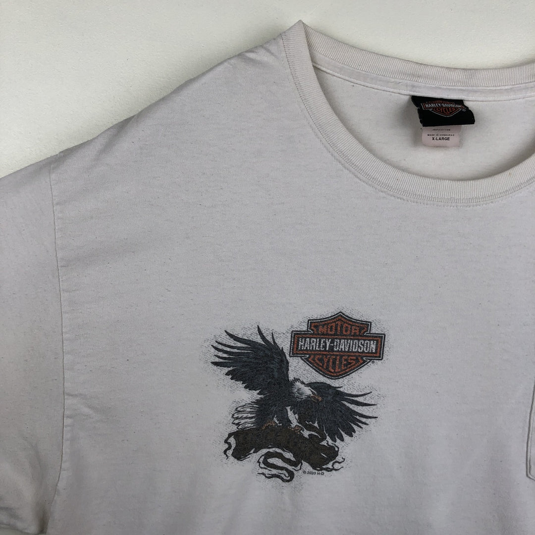Harley-Davidson Eagle Pattern Motorcycle Long Sleeve T-Shirt, Men's Size XL cotton white type Vintage Second Hand