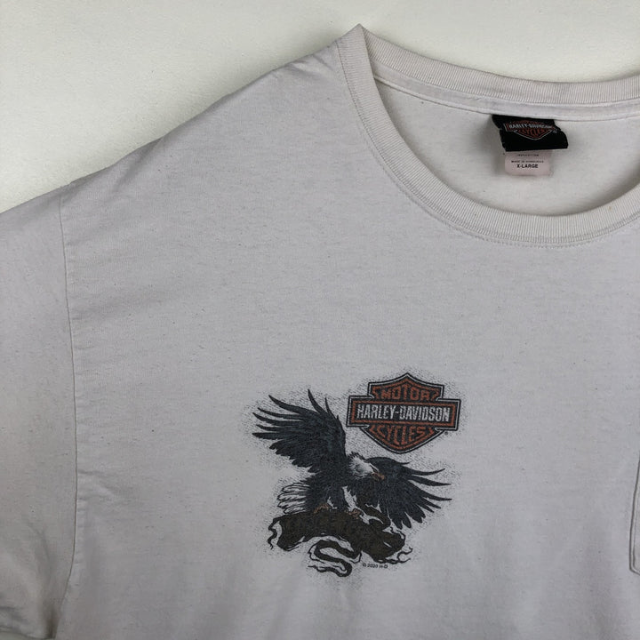 Harley-Davidson Eagle Pattern Motorcycle Long Sleeve T-Shirt, Men's Size XL cotton white type Vintage Second Hand