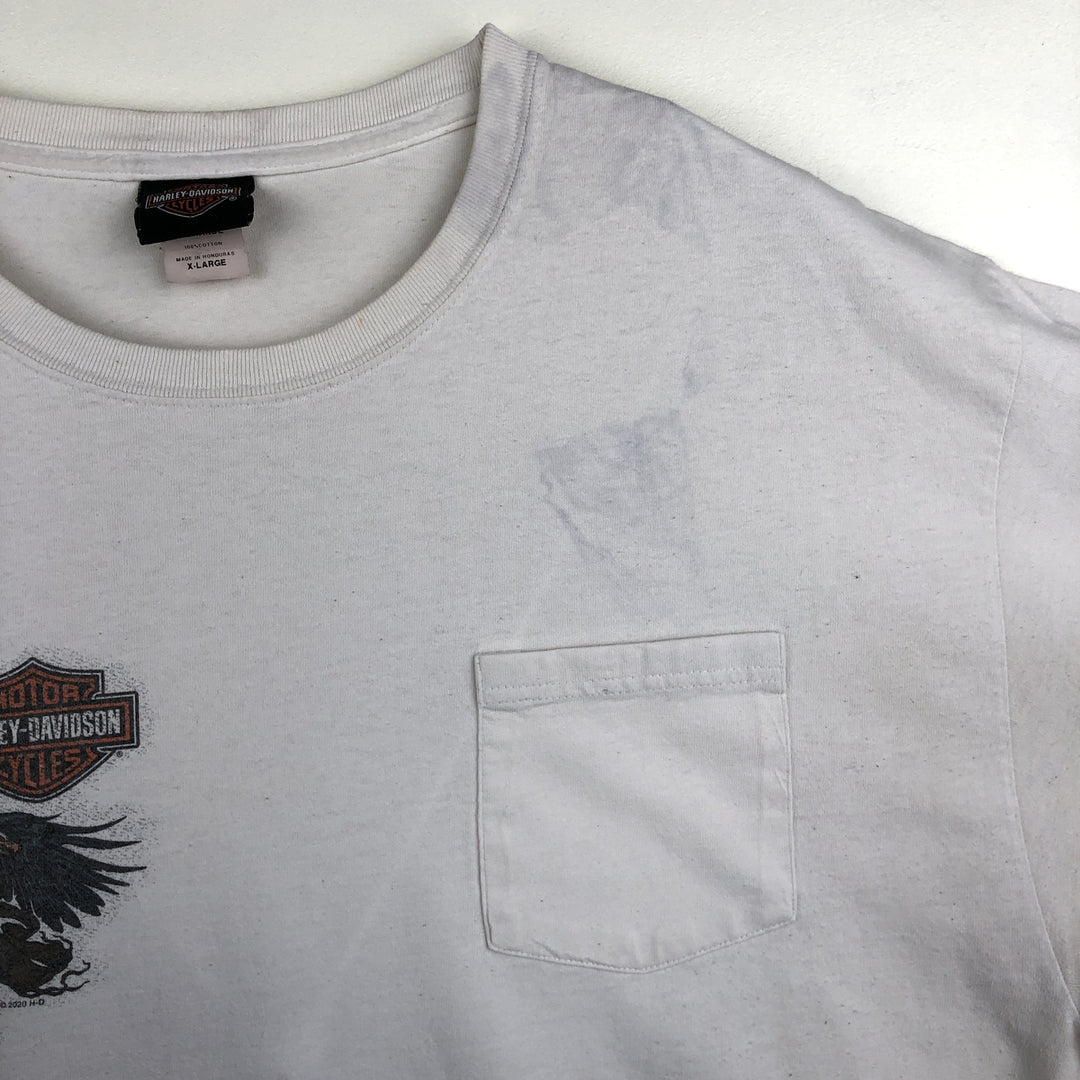 Harley-Davidson Eagle Pattern Motorcycle Long Sleeve T-Shirt, Men's Size XL cotton white type Vintage Second Hand