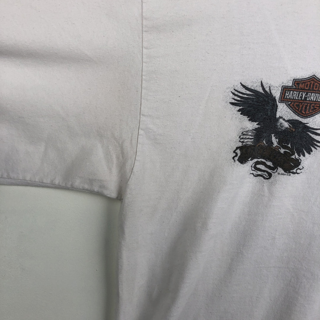 Harley-Davidson Eagle Pattern Motorcycle Long Sleeve T-Shirt, Men's Size XL cotton white type Vintage Second Hand