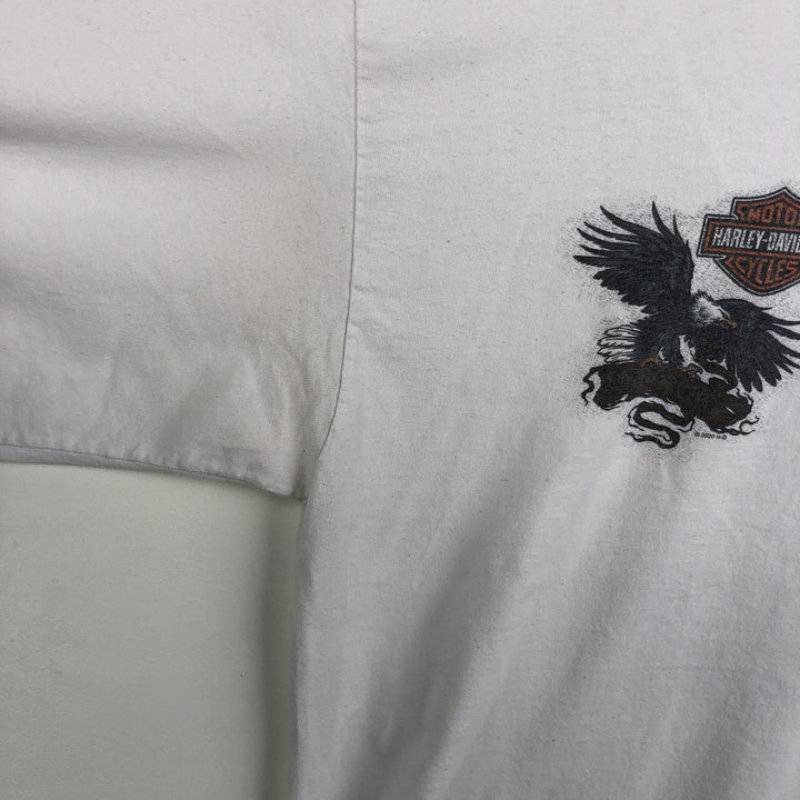 Harley-Davidson Eagle Pattern Motorcycle Long Sleeve T-Shirt, Men's Size XL cotton white type Vintage Second Hand