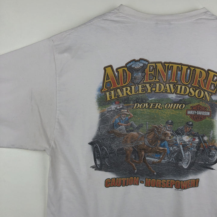 Harley-Davidson Eagle Pattern Motorcycle Long Sleeve T-Shirt, Men's Size XL cotton white type Vintage Second Hand