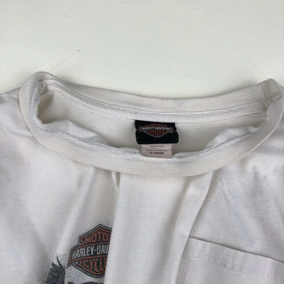 Harley-Davidson Eagle Pattern Motorcycle Long Sleeve T-Shirt, Men's Size XL cotton white type Vintage Second Hand