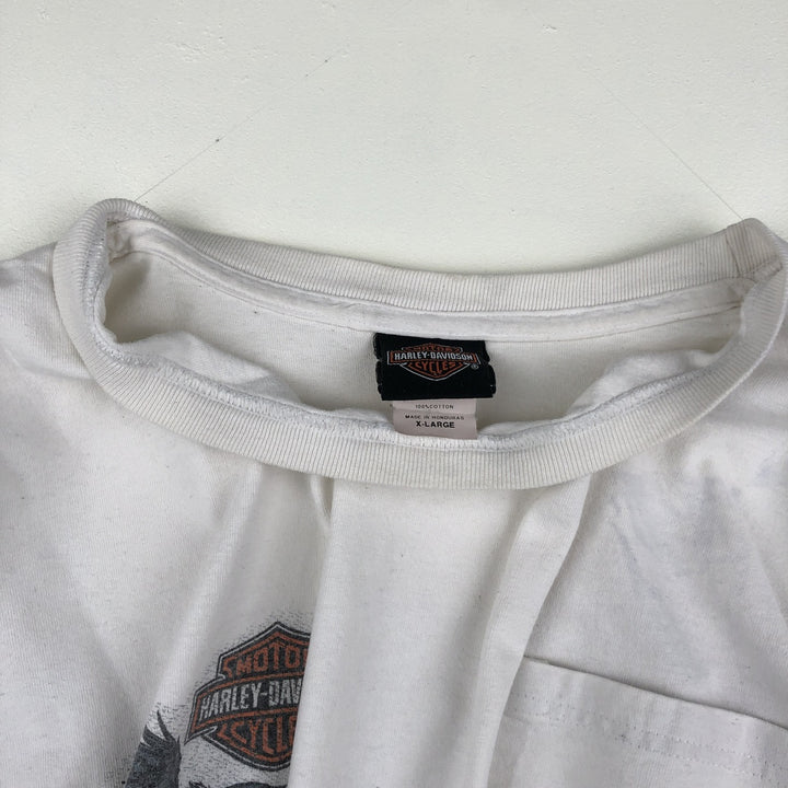 Harley-Davidson Eagle Pattern Motorcycle Long Sleeve T-Shirt, Men's Size XL cotton white type Vintage Second Hand