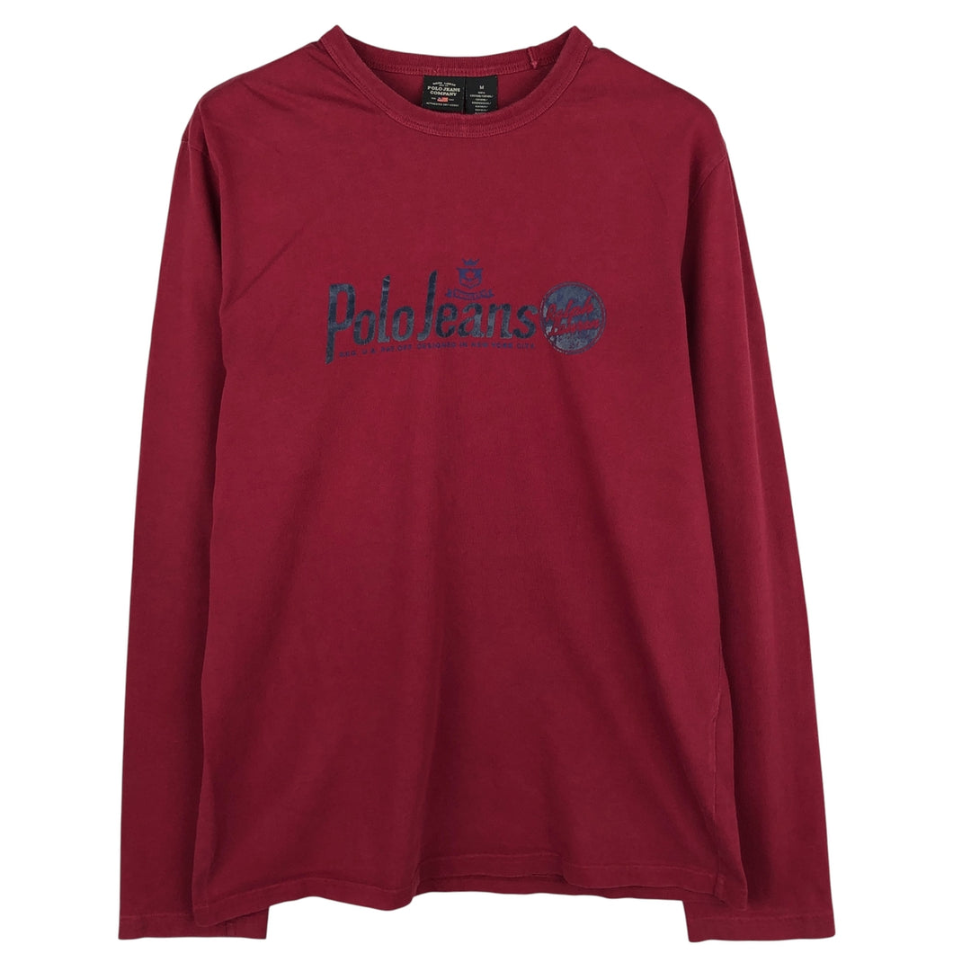 00'S Ralph Lauren POLO JEANS COMPANY Long T-shirt Men's M size cotton burgundy type Vintage Second Hand