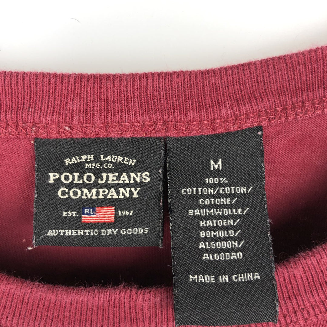 00'S Ralph Lauren POLO JEANS COMPANY Long T-shirt Men's M size cotton burgundy type Vintage Second Hand