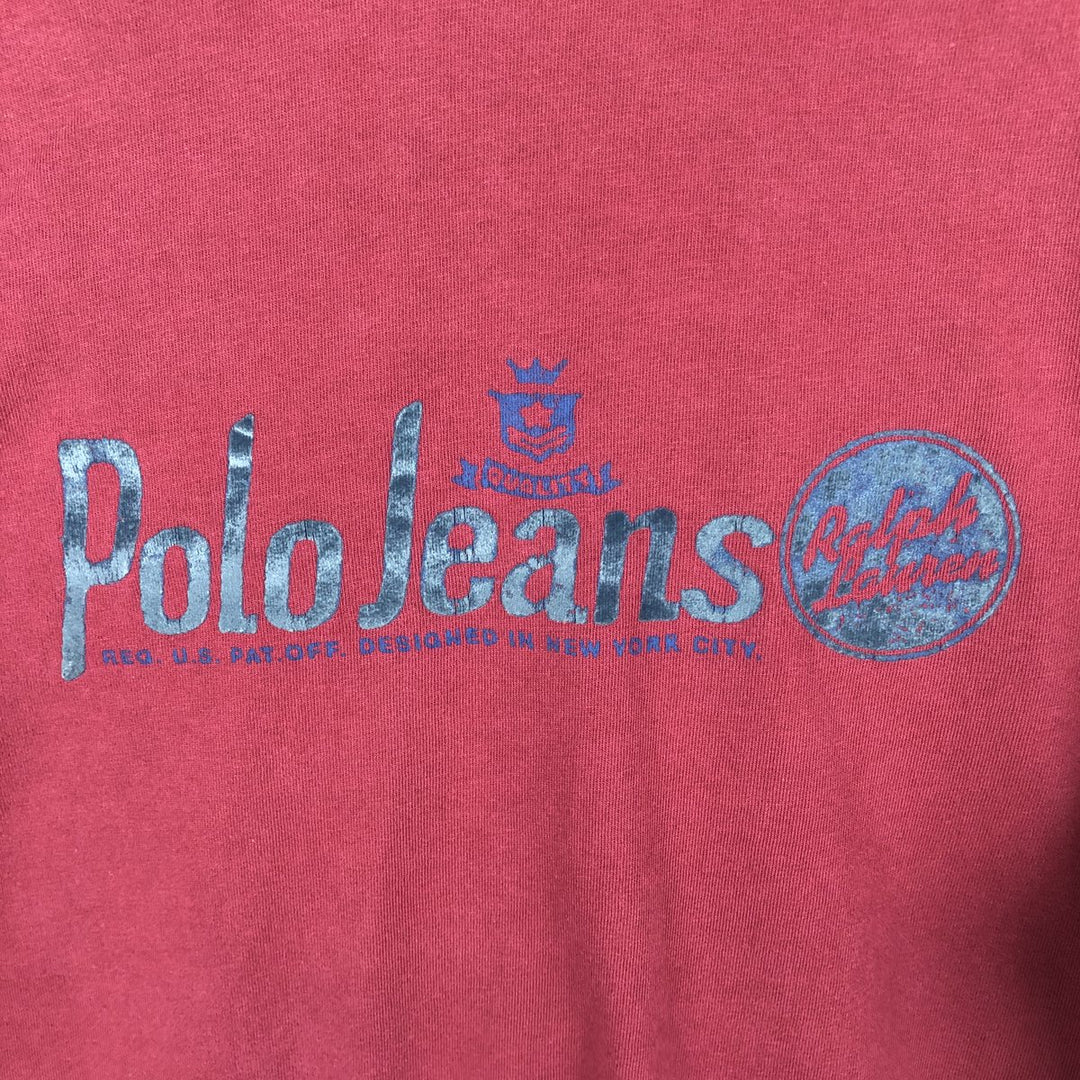 00'S Ralph Lauren POLO JEANS COMPANY Long T-shirt Men's M size cotton burgundy type Vintage Second Hand