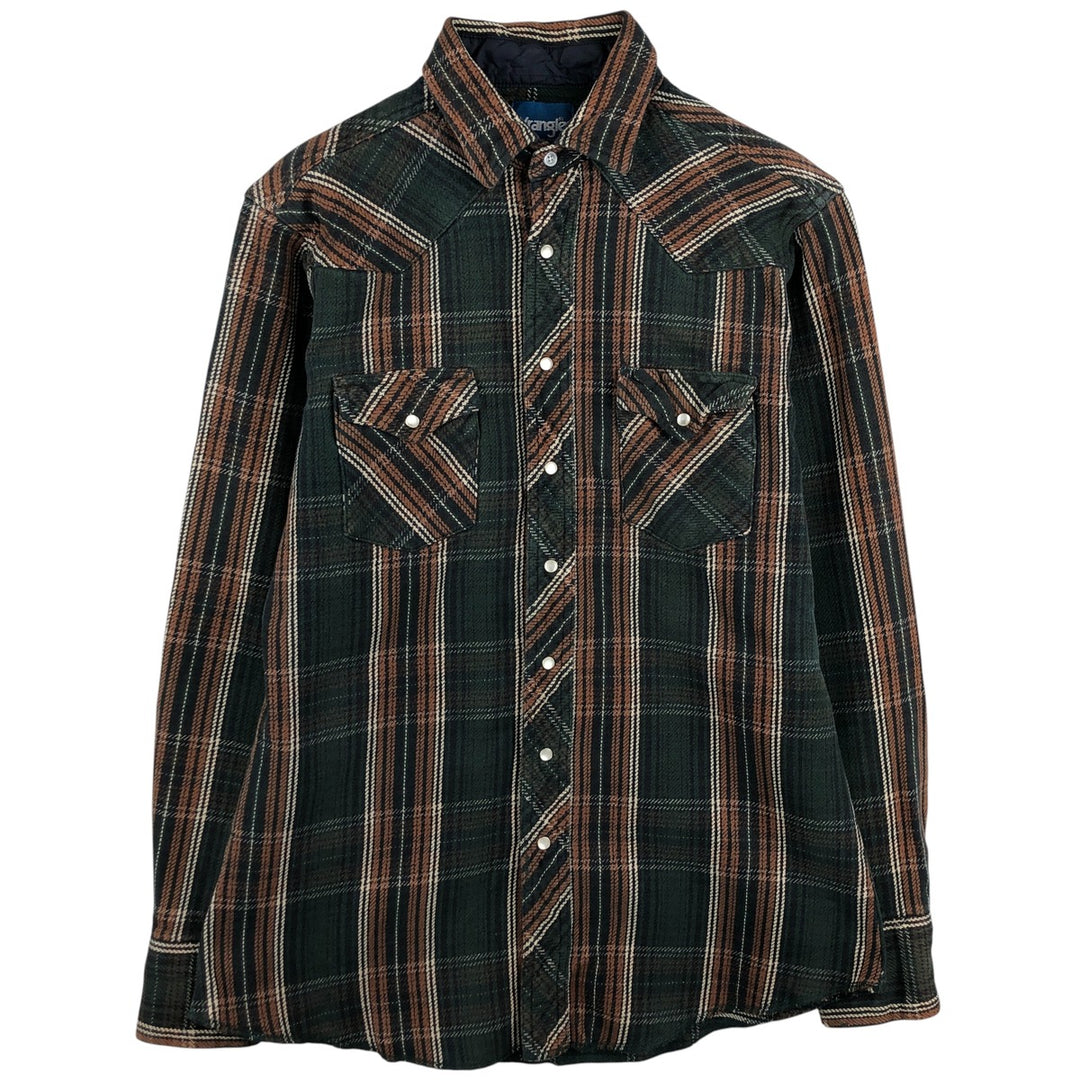 Wrangler Long Sleeve Western Heavy Flannel Check Shirt, Men's Size L unclear brown type Vintage Second Hand