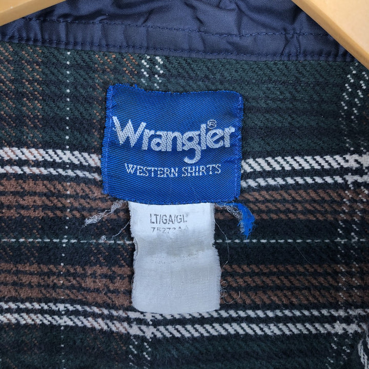 Wrangler Long Sleeve Western Heavy Flannel Check Shirt, Men's Size L unclear brown type Vintage Second Hand