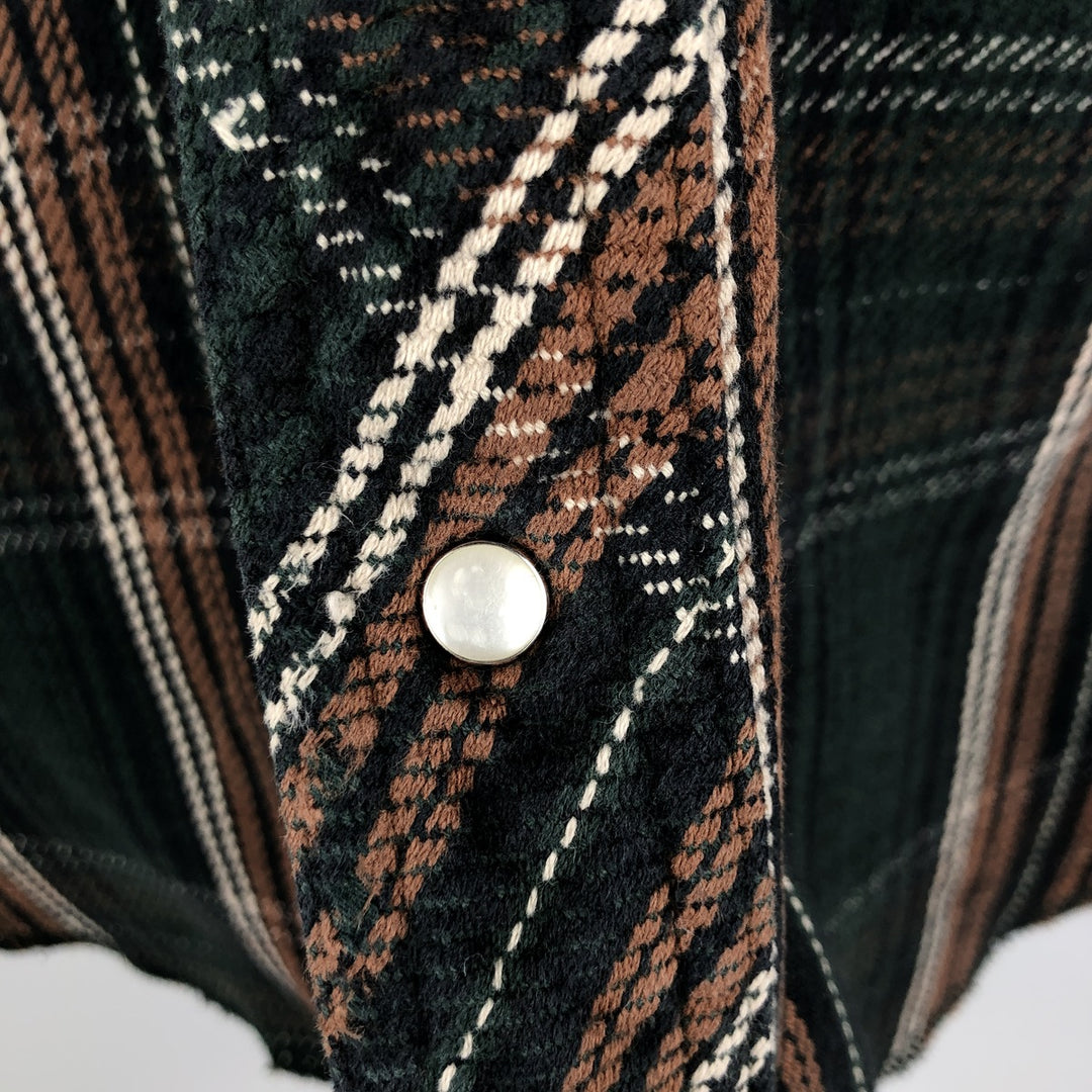 Wrangler Long Sleeve Western Heavy Flannel Check Shirt, Men's Size L unclear brown type Vintage Second Hand