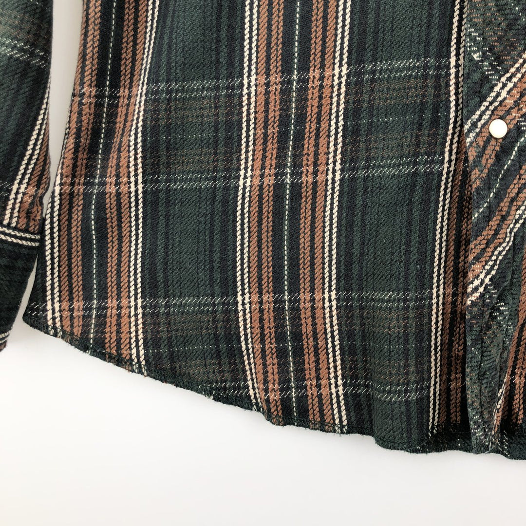 Wrangler Long Sleeve Western Heavy Flannel Check Shirt, Men's Size L unclear brown type Vintage Second Hand