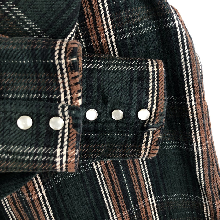 Wrangler Long Sleeve Western Heavy Flannel Check Shirt, Men's Size L unclear brown type Vintage Second Hand