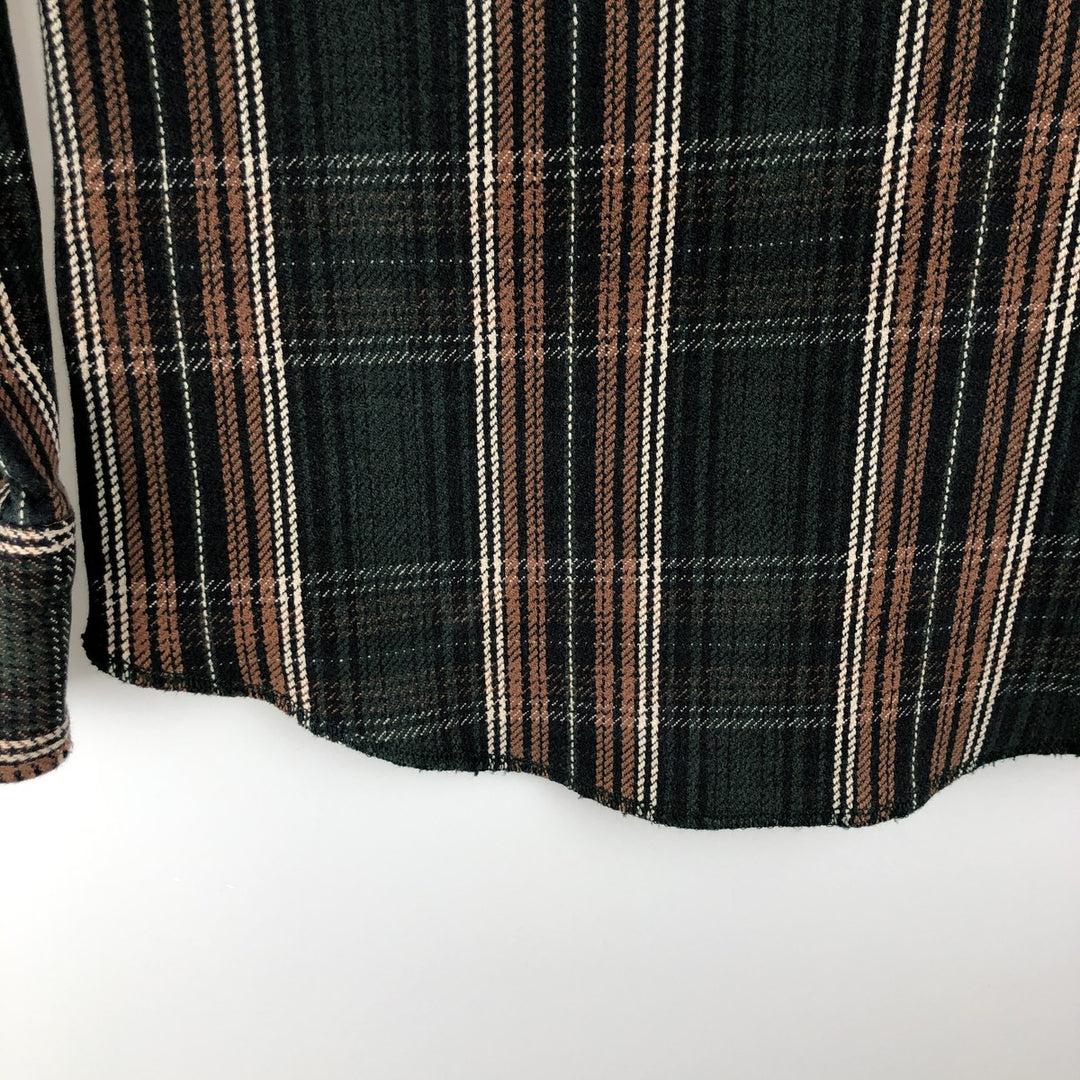 Wrangler Long Sleeve Western Heavy Flannel Check Shirt, Men's Size L unclear brown type Vintage Second Hand