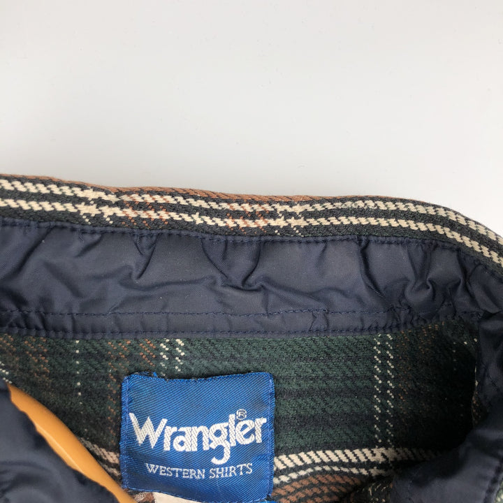 Wrangler Long Sleeve Western Heavy Flannel Check Shirt, Men's Size L unclear brown type Vintage Second Hand