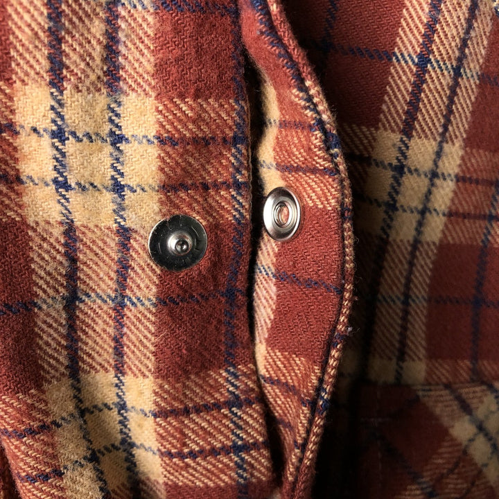 BUFFALO BILL Western Check Pattern Long-Sleeve Western Shirt, Men's Size L (approx.) cotton brown type Vintage Second Hand