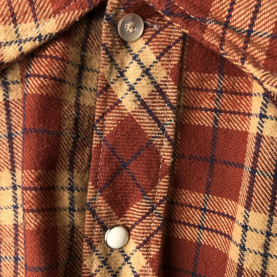 BUFFALO BILL Western Check Pattern Long-Sleeve Western Shirt, Men's Size L (approx.) cotton brown type Vintage Second Hand