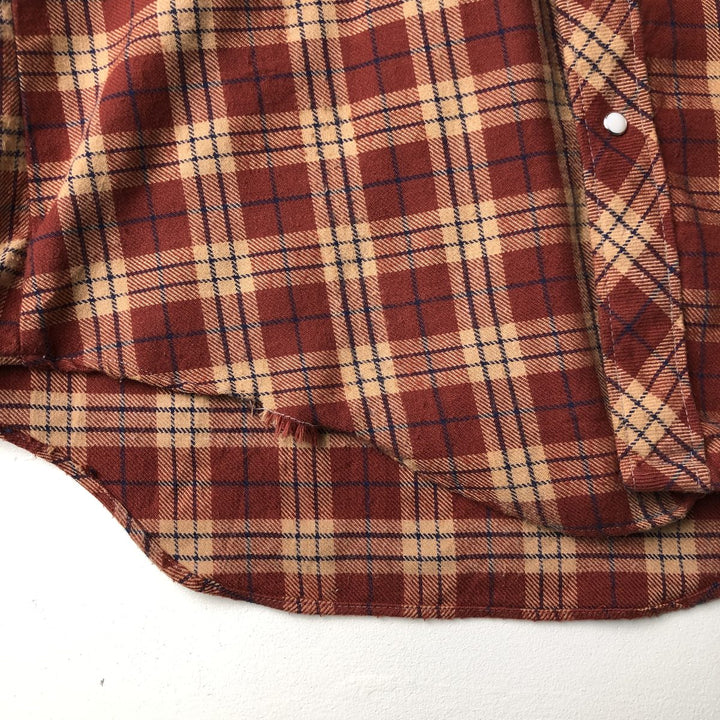 BUFFALO BILL Western Check Pattern Long-Sleeve Western Shirt, Men's Size L (approx.) cotton brown type Vintage Second Hand