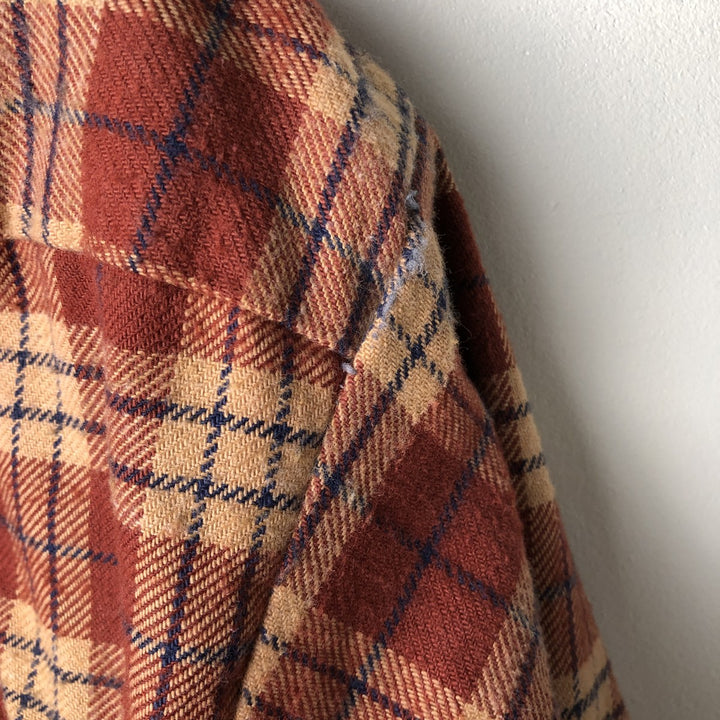 BUFFALO BILL Western Check Pattern Long-Sleeve Western Shirt, Men's Size L (approx.) cotton brown type Vintage Second Hand