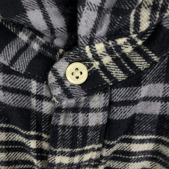Ralph Lauren DENIM AND SUPPLY Men's Long Sleeve Western Flannel Check Shirt, Size XL cotton navy blue type Vintage Second Hand