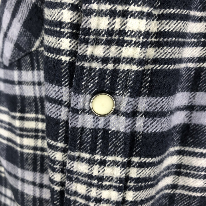 Ralph Lauren DENIM AND SUPPLY Men's Long Sleeve Western Flannel Check Shirt, Size XL cotton navy blue type Vintage Second Hand