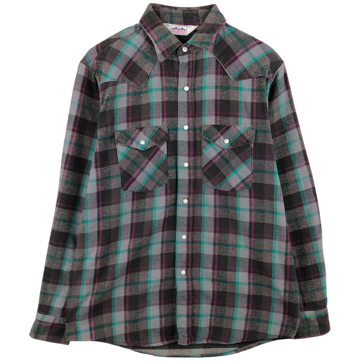 Vintage 1980'S Dakota Western Heavy Flannel Check Shirt, Made in USA, Size M, Men's unclear purple type Vintage Second Hand