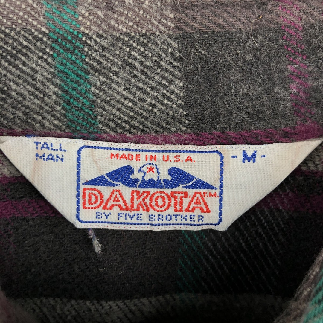 Vintage 1980'S Dakota Western Heavy Flannel Check Shirt, Made in USA, Size M, Men's unclear purple type Vintage Second Hand