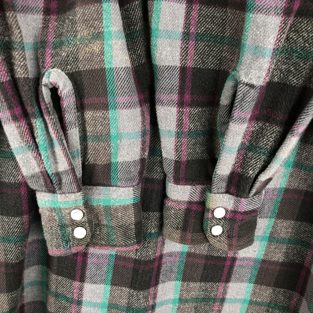 Vintage 1980'S Dakota Western Heavy Flannel Check Shirt, Made in USA, Size M, Men's unclear purple type Vintage Second Hand