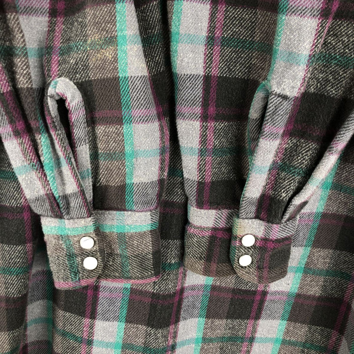 Vintage 1980'S Dakota Western Heavy Flannel Check Shirt, Made in USA, Size M, Men's unclear purple type Vintage Second Hand