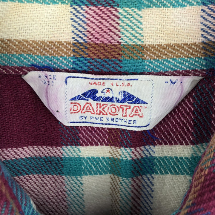Vintage 1980'S Dakota Western Heavy Flannel Check Shirt, Made in USA, Size M, Men's unclear wine-red Vintage Second Hand