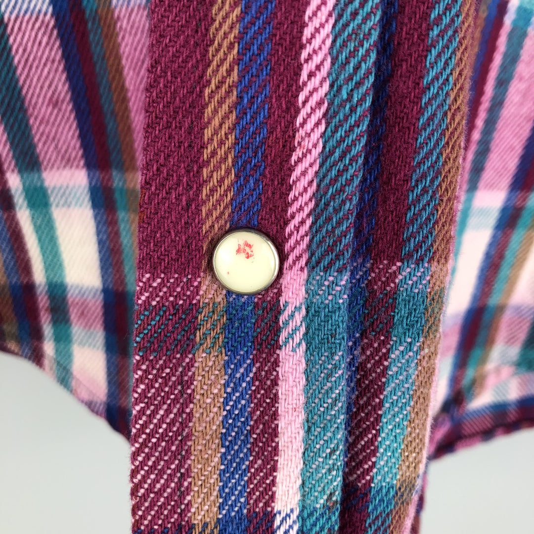 Vintage 1980'S Dakota Western Heavy Flannel Check Shirt, Made in USA, Size M, Men's unclear wine-red Vintage Second Hand