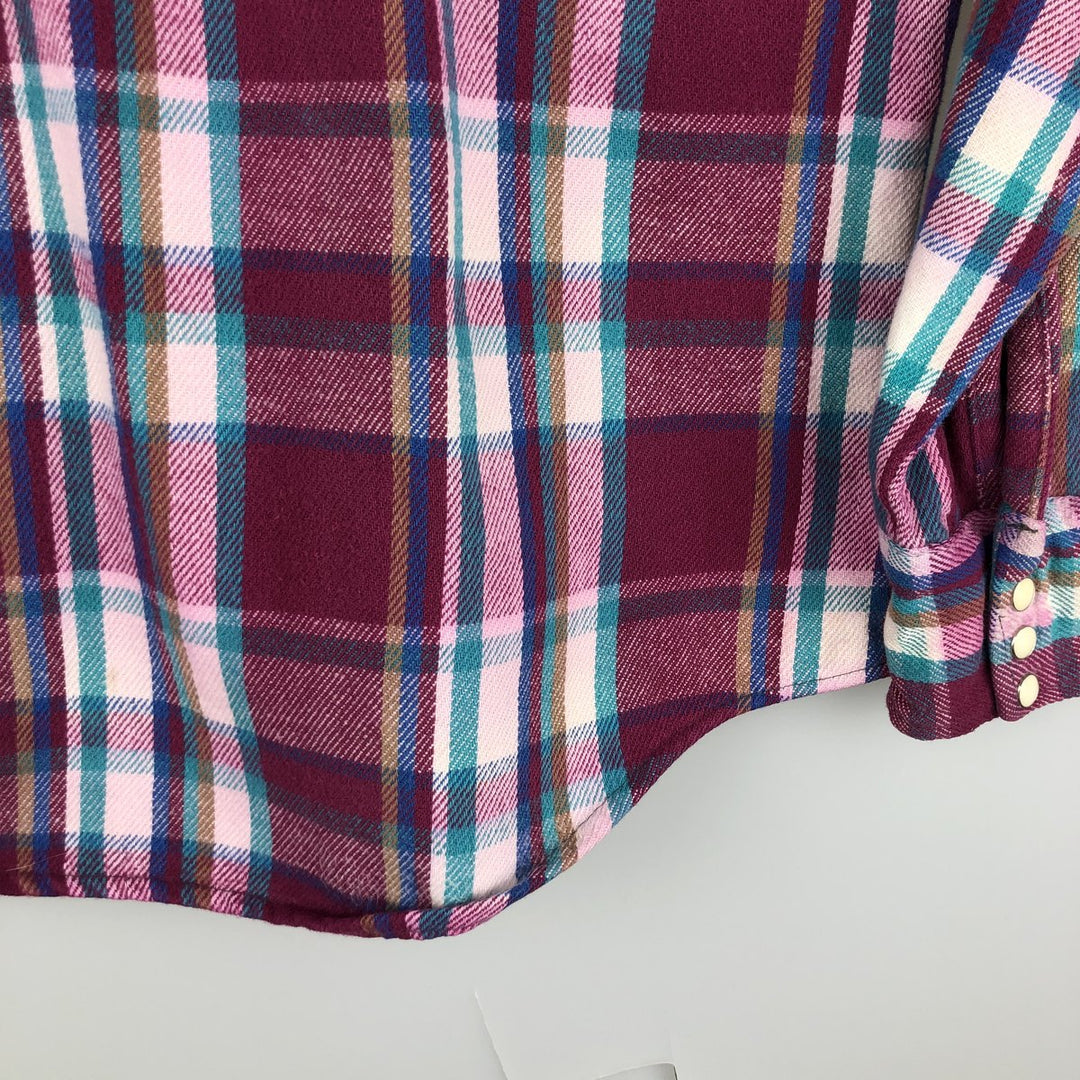 Vintage 1980'S Dakota Western Heavy Flannel Check Shirt, Made in USA, Size M, Men's unclear wine-red Vintage Second Hand