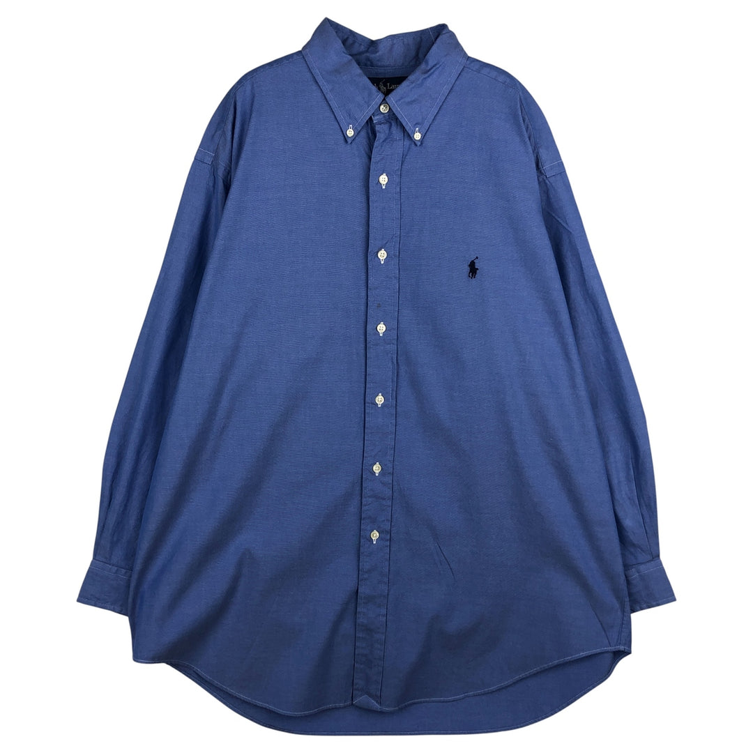 Ralph Lauren YARMOUTH long sleeve button down shirt, men's XXL size cotton blue type Vintage Second Hand
