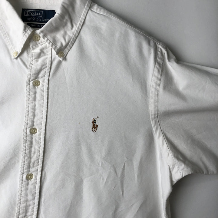 Ralph Lauren POLO by Ralph Lauren long sleeve button down shirt, men's size L cotton white type Vintage Second Hand