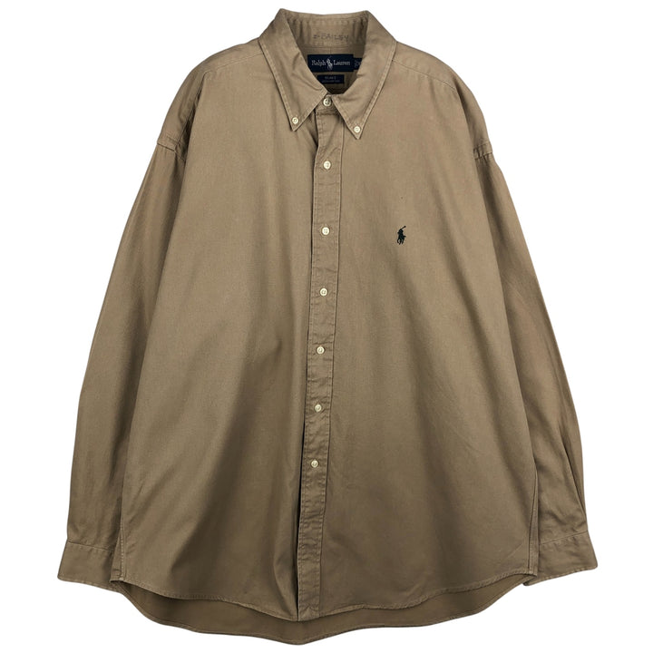 Ralph Lauren BLAKE long sleeve button down shirt, men's XL size cotton Beige type Vintage Second Hand