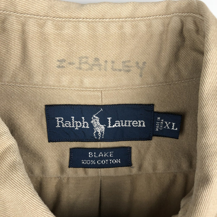 Ralph Lauren BLAKE long sleeve button down shirt, men's XL size cotton Beige type Vintage Second Hand