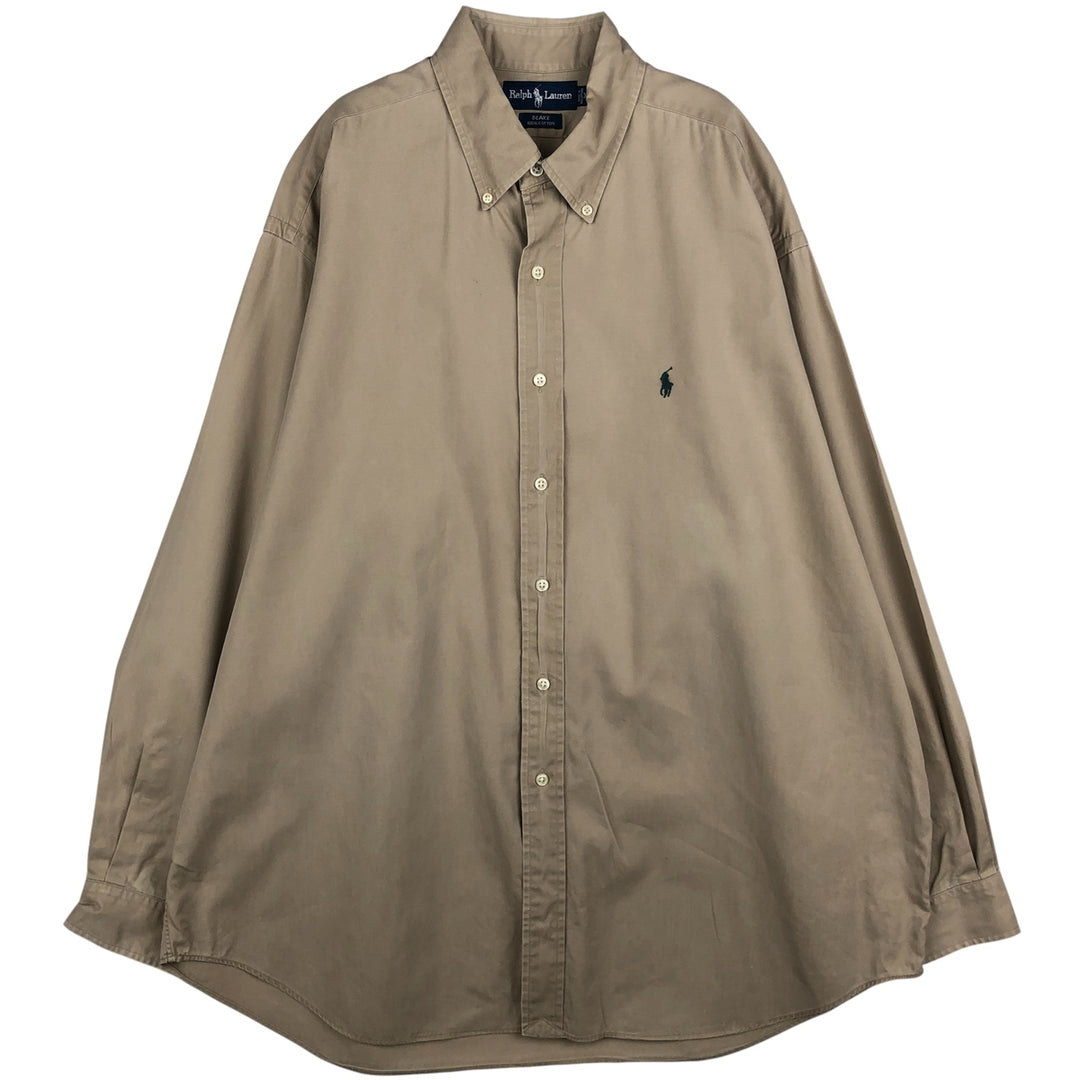 Ralph Lauren BLAKE long sleeve button down shirt, men's XL size cotton Beige type Vintage Second Hand