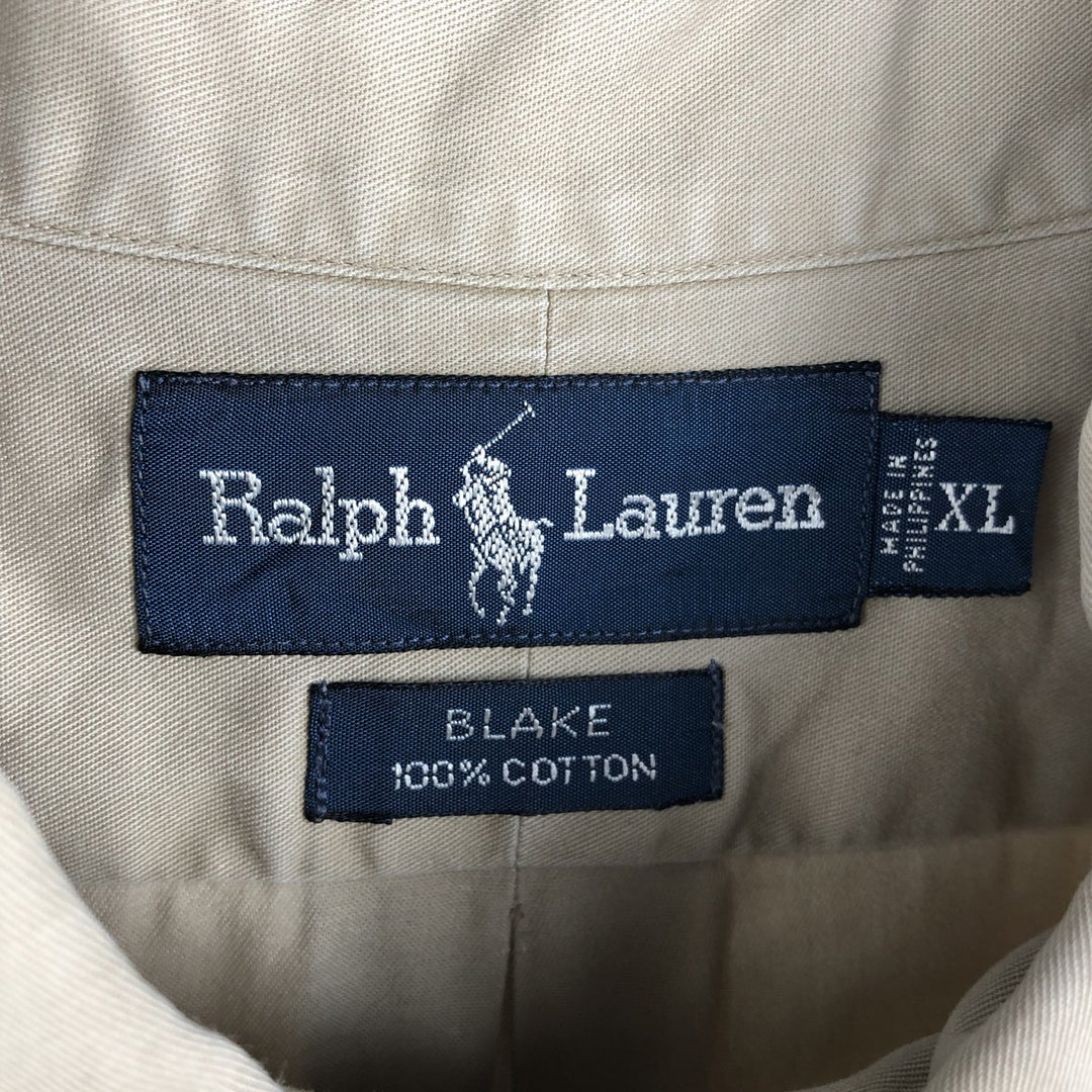 Ralph Lauren BLAKE long sleeve button down shirt, men's XL size cotton Beige type Vintage Second Hand