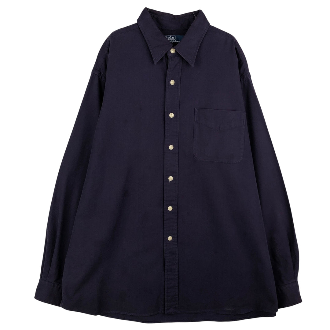 Ralph Lauren POLO by Ralph Lauren LOWELL SPORT long-sleeved cotton shirt, men's size XL cotton navy blue type Vintage Second Hand