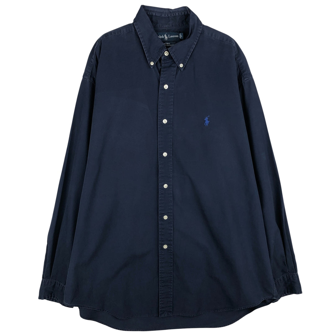 Ralph Lauren BLAKE long sleeve button down shirt, men's size L cotton navy blue type Vintage Second Hand