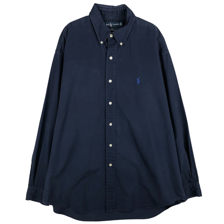 Ralph Lauren BLAKE long sleeve button down shirt, men's size L cotton navy blue type Vintage Second Hand