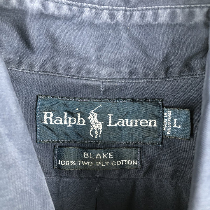 Ralph Lauren BLAKE long sleeve button down shirt, men's size L cotton navy blue type Vintage Second Hand