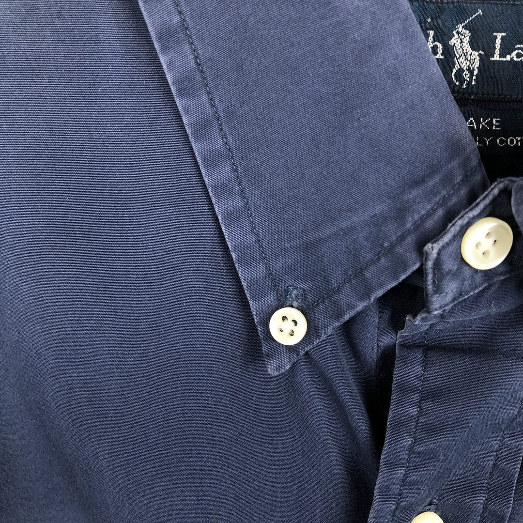 Ralph Lauren BLAKE long sleeve button down shirt, men's size L cotton navy blue type Vintage Second Hand