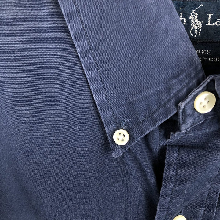 Ralph Lauren BLAKE long sleeve button down shirt, men's size L cotton navy blue type Vintage Second Hand