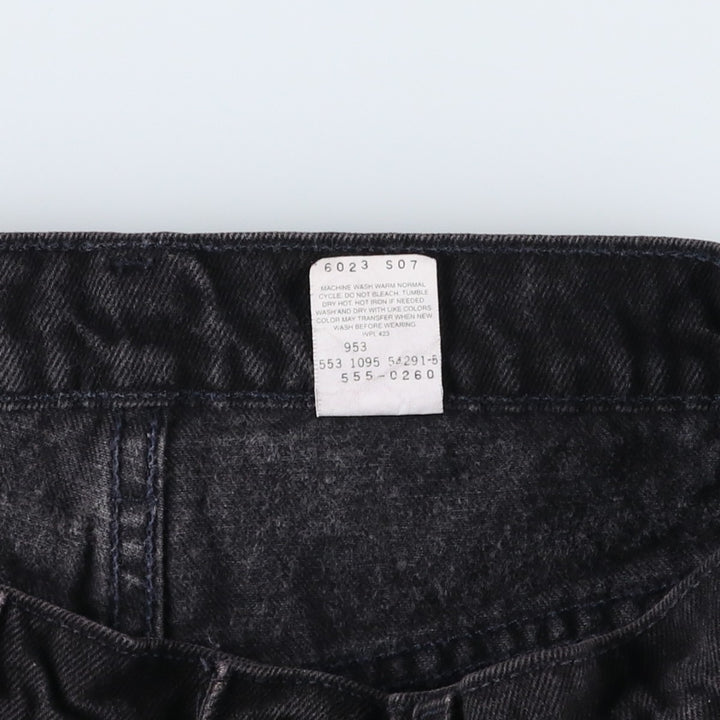 90'S Levi's 555 Relaxed Fit Straight Leg Tapered Black Denim Pants, Made in the USA, Men's Size 34 (Vintage) cotton black type Vintage Second Hand