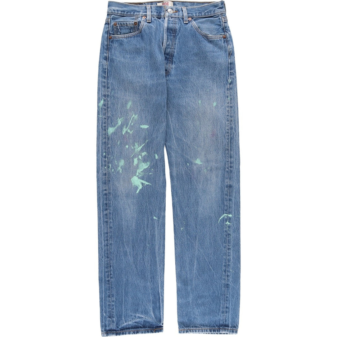 Levi's 501 Straight Leg Button-Fly Painted Denim Pants, Men's Size W30 cotton blue type Vintage Second Hand