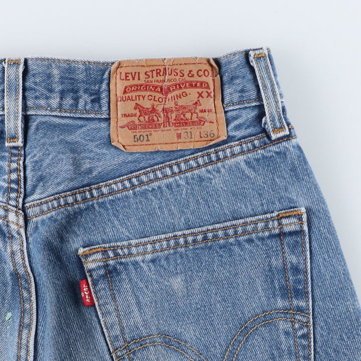Levi's 501 Straight Leg Button-Fly Painted Denim Pants, Men's Size W30 cotton blue type Vintage Second Hand