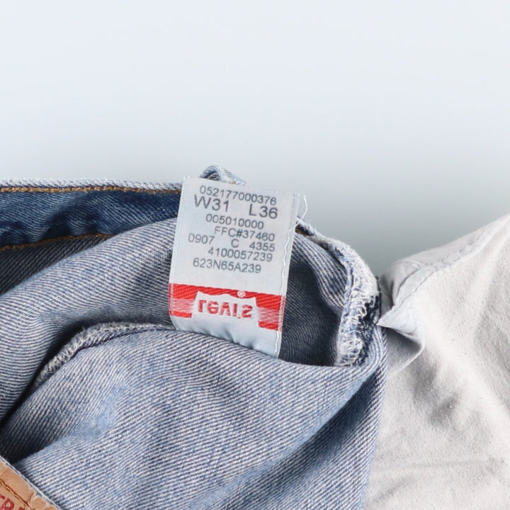 Levi's 501 Straight Leg Button-Fly Painted Denim Pants, Men's Size W30 cotton blue type Vintage Second Hand