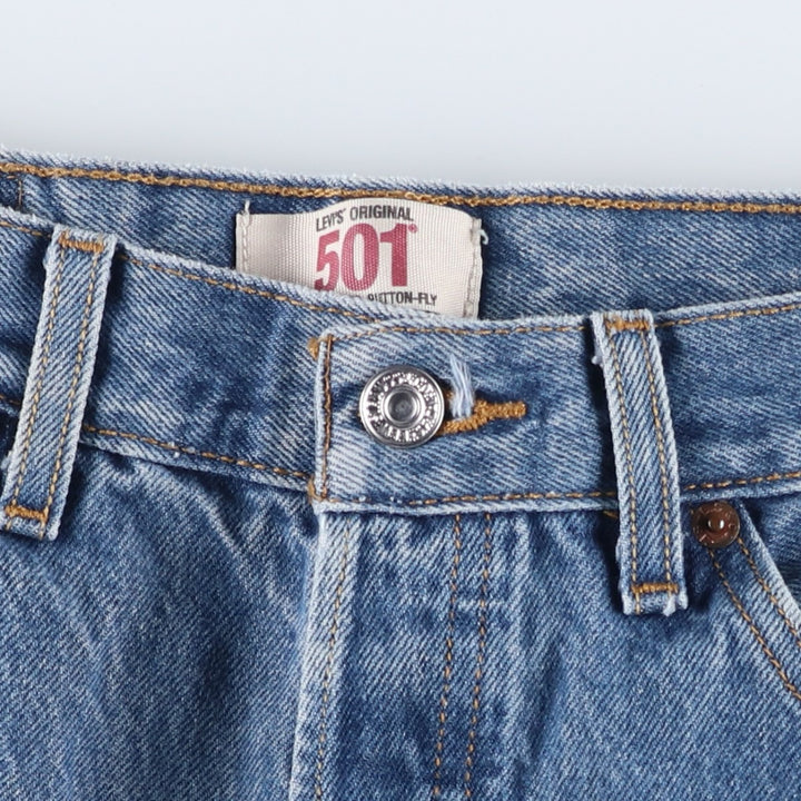 Levi's 501 Straight Leg Button-Fly Painted Denim Pants, Men's Size W30 cotton blue type Vintage Second Hand